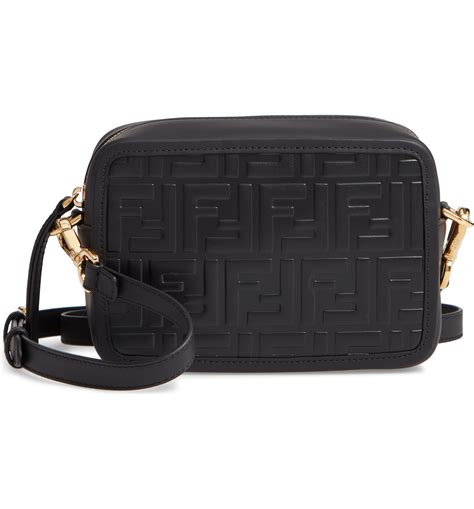 fendi mini logo embossed calfskin leather camera bag|fendi leather handbags.